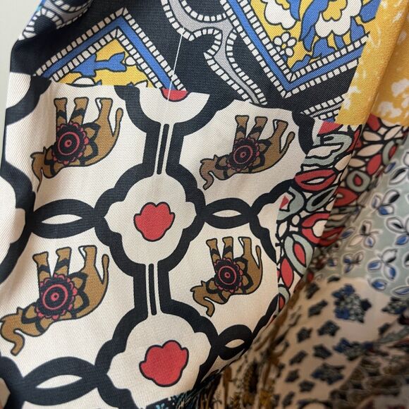 Lida Kate Wide Leg Jumpsuit Paisley Elephants V-neck Sz L - Picture 6 of 15